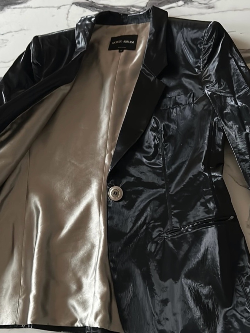 Giorgio Armani Shiny Black Women's Blazer - Picture 3 of 10